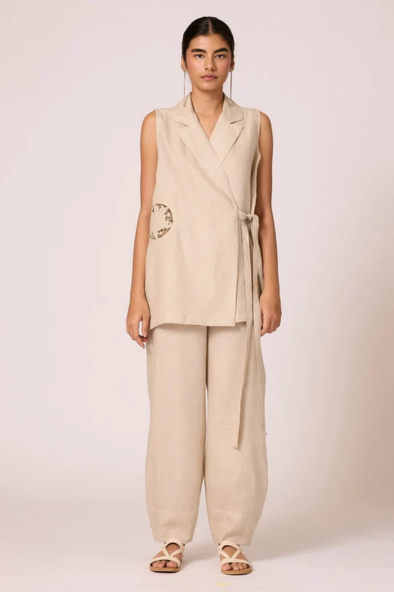 Agapi Top 100% linen top/shirt by The Summer House in beige for women Worldwide
