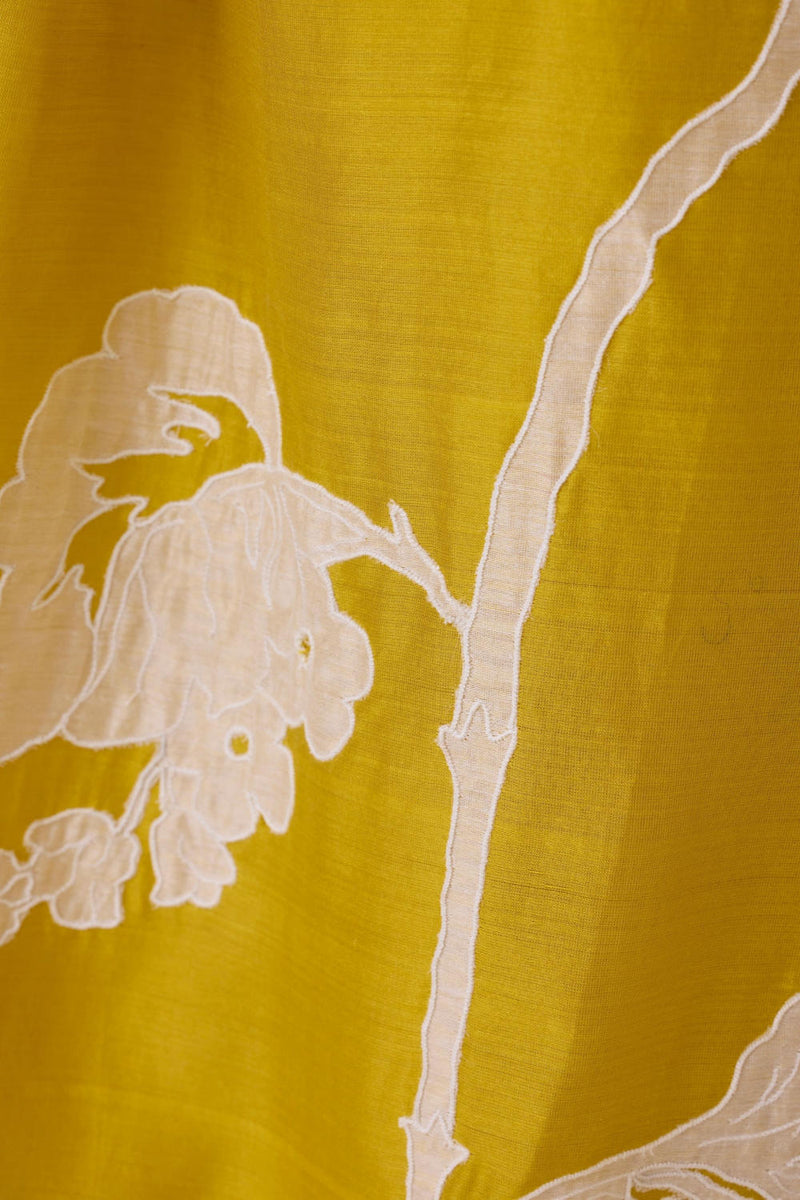 Aira Yellow Handwoven Embroidered Dress chanderi by The Summer House in yellow color for women Worldwide