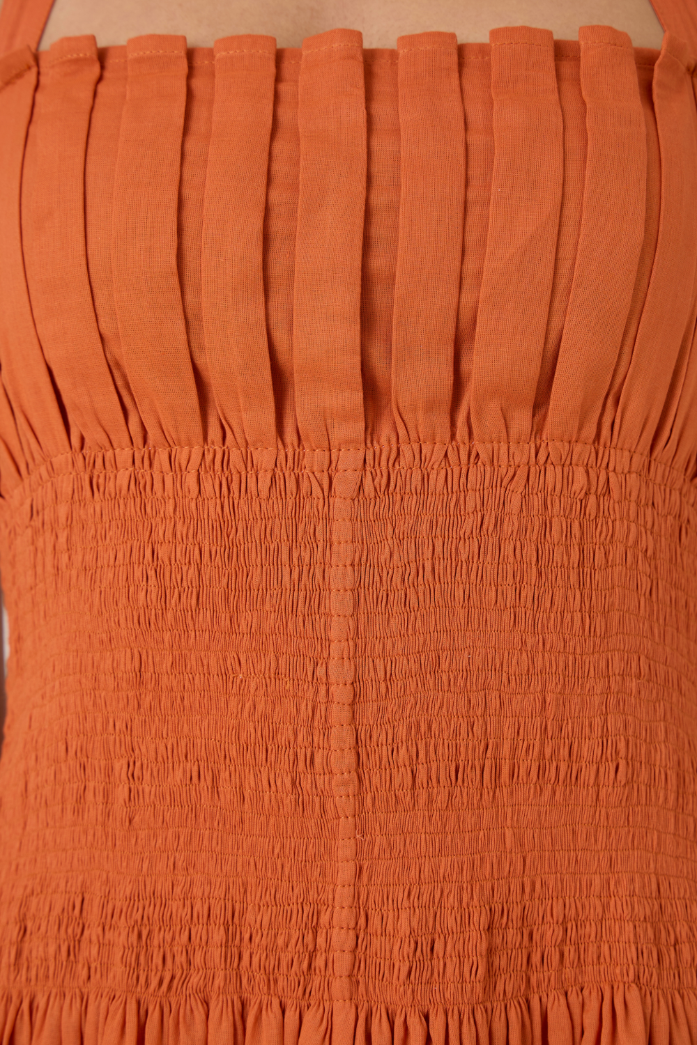 Aisha Apricot Pleated Midi Dress