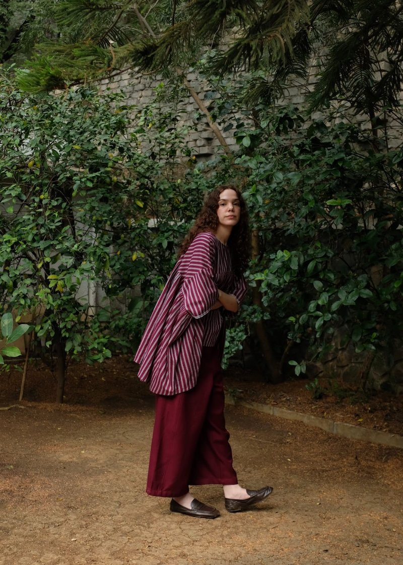 Alana - Wine Stripes silk by MASON AND MILL for women Worldwide