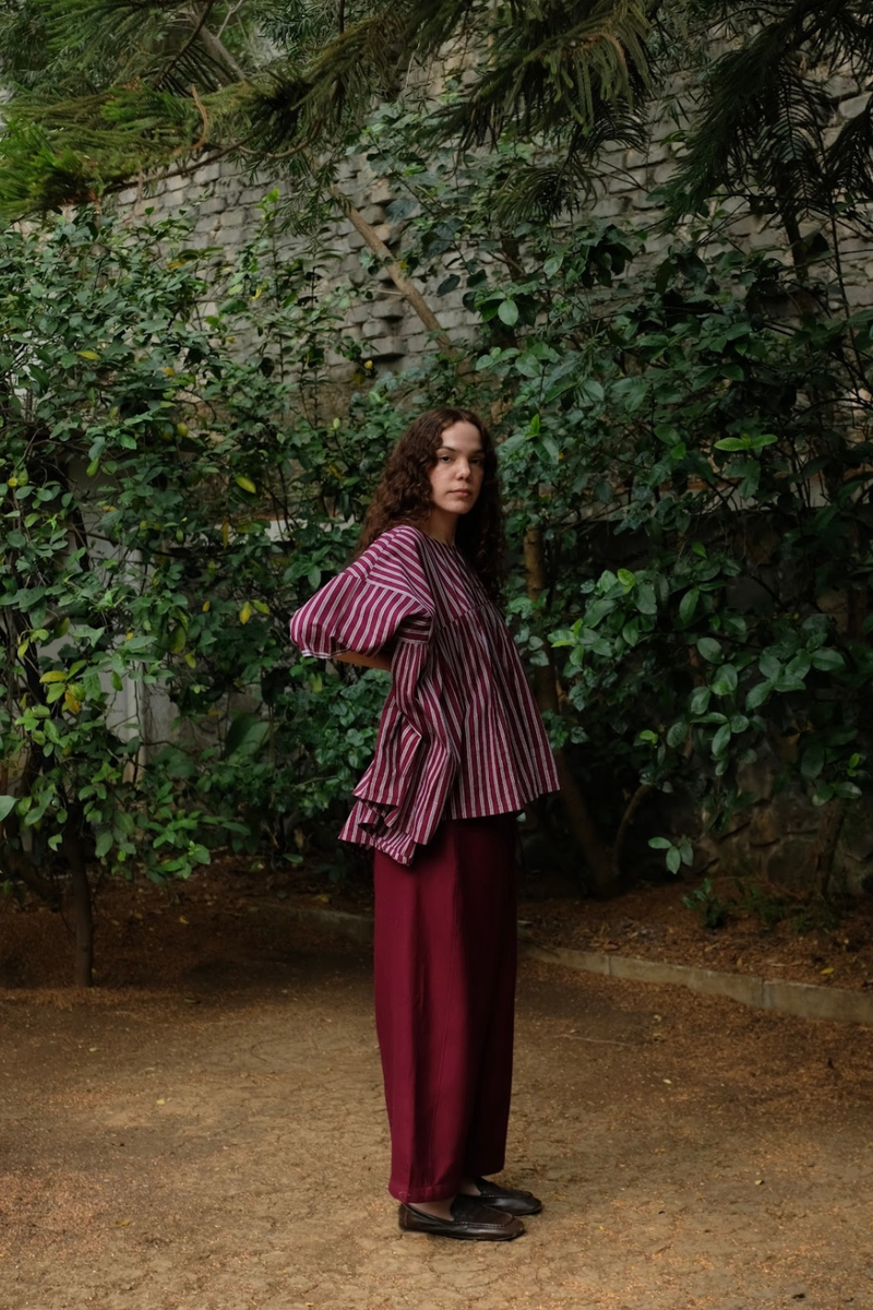 Alana - Wine Stripes silk by MASON AND MILL for women Worldwide