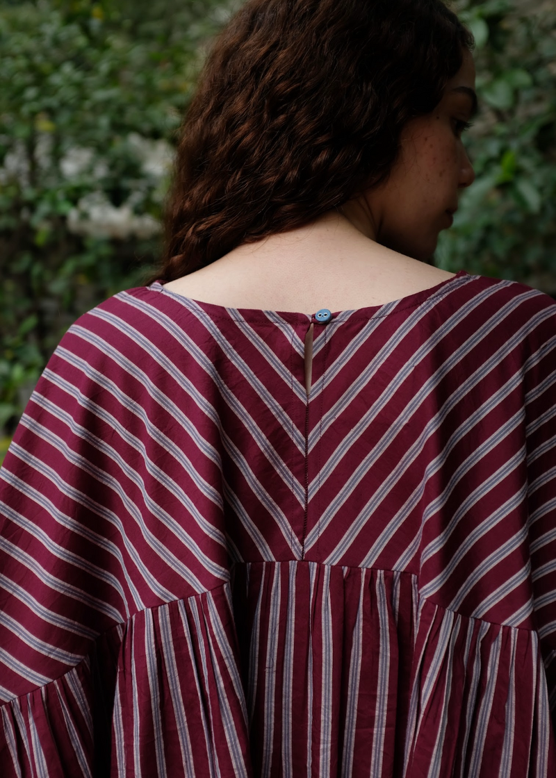 Alana - Wine Stripes silk by MASON AND MILL for women Worldwide