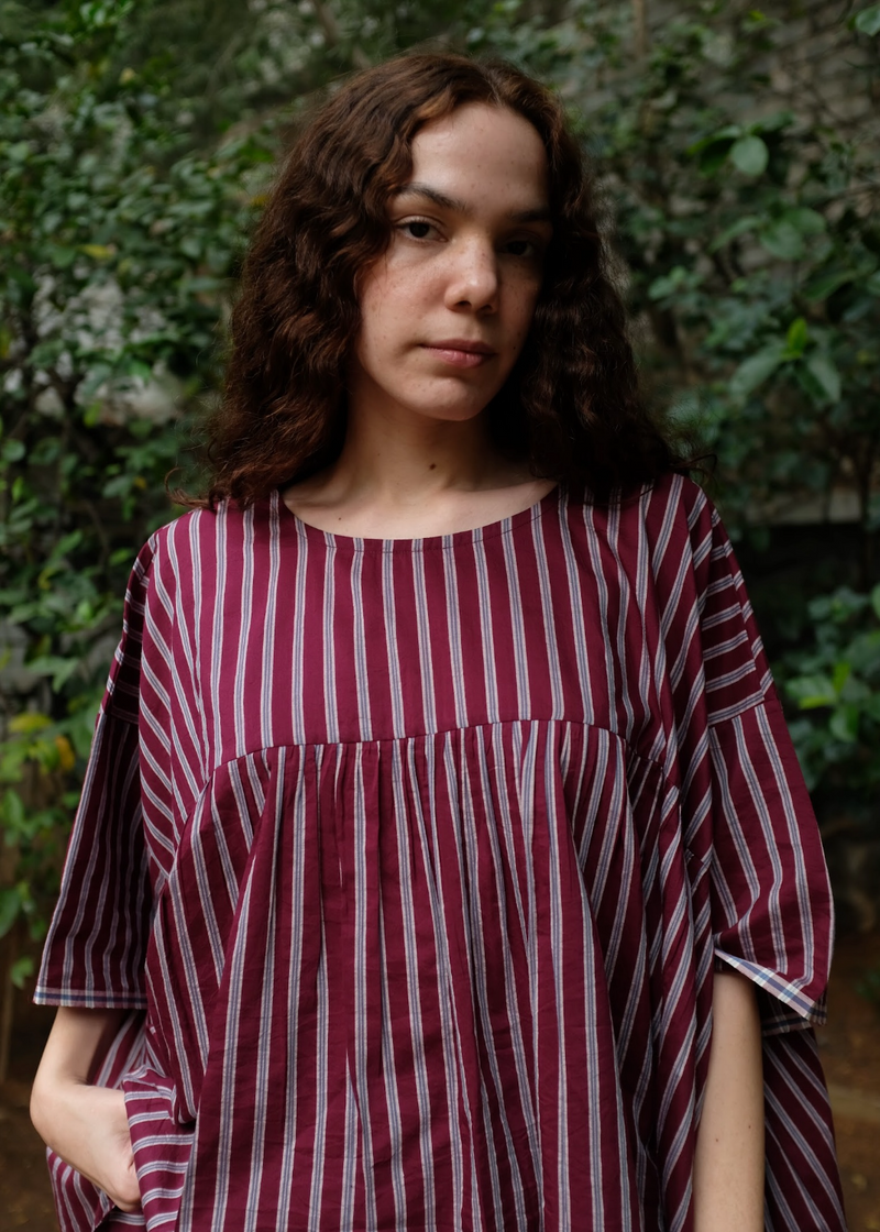 Alana - Wine Stripes silk by MASON AND MILL for women Worldwide
