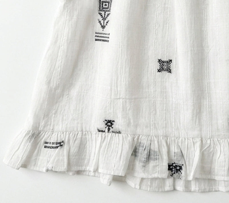 Alice Top-White Jamdani cotton jamdani top/shirt by World of Crow in white for women Worldwide