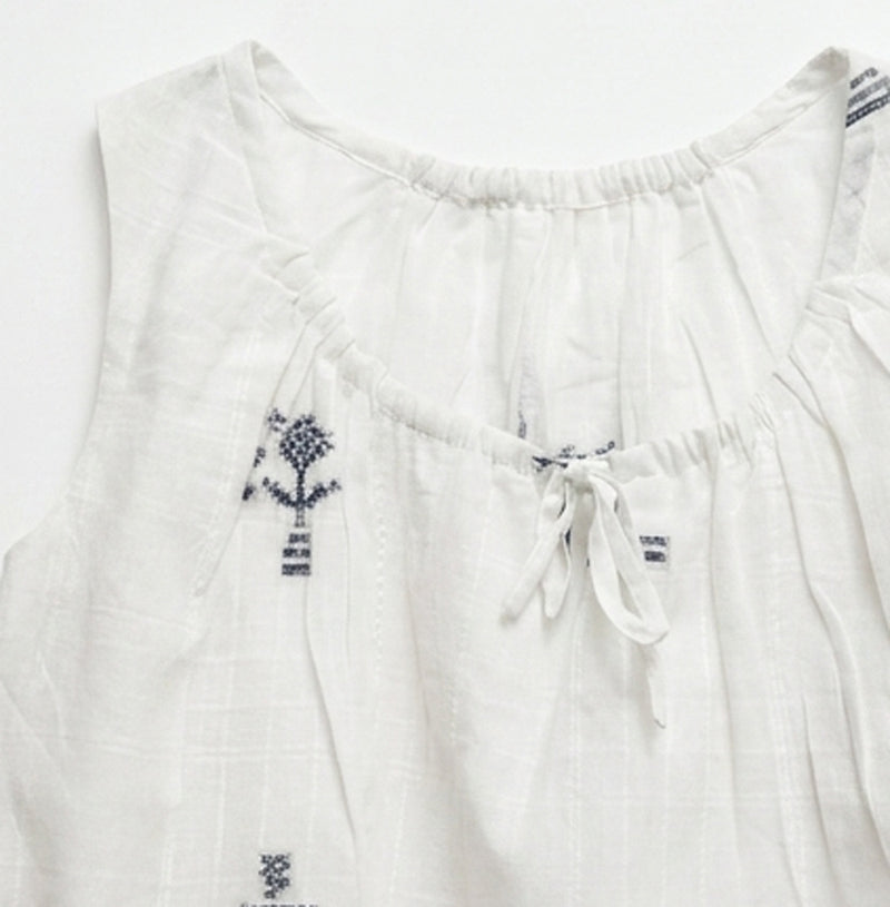 Alice Top-White Jamdani cotton jamdani top/shirt by World of Crow in white for women Worldwide