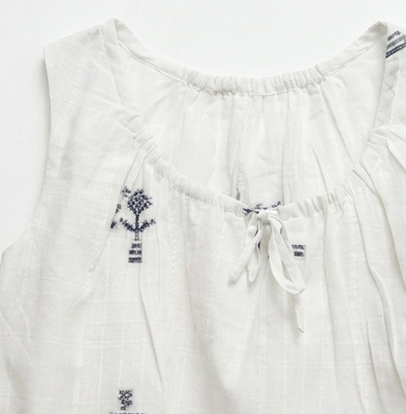 Alice Top-White Jamdani cotton jamdani top/shirt by World of Crow in white for women Worldwide