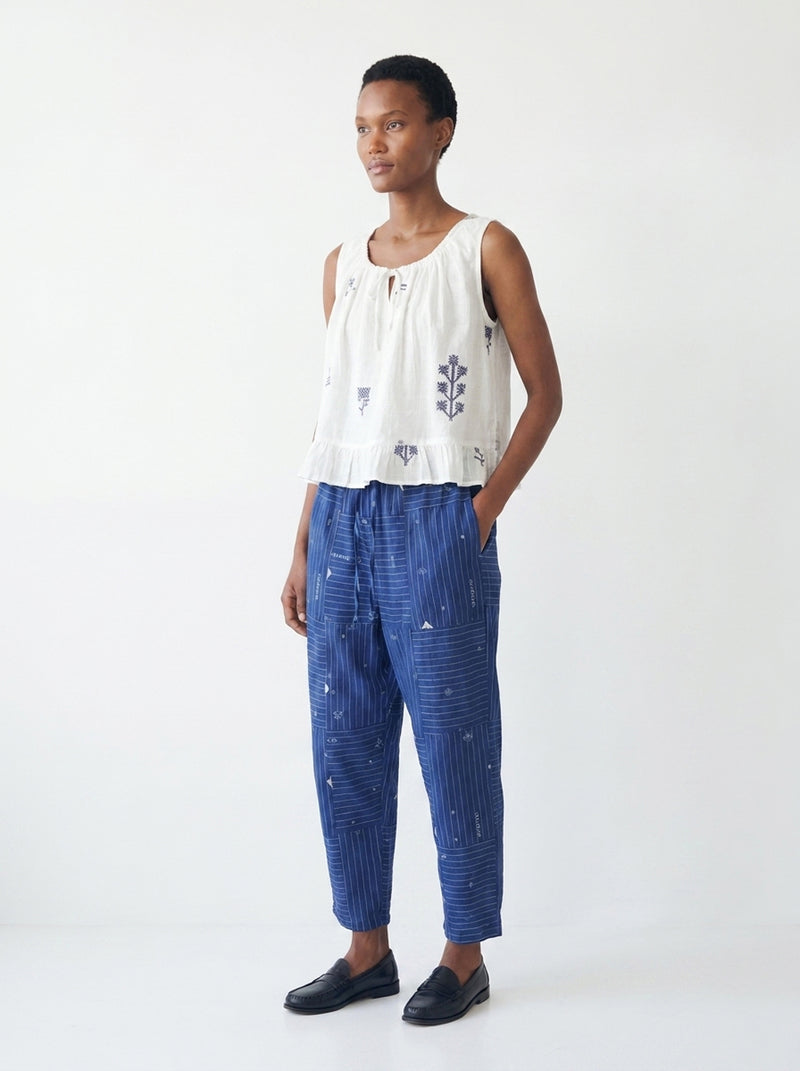 Alice Top-White Jamdani cotton jamdani top/shirt by World of Crow in white for women Worldwide