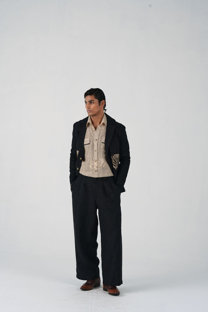 Harlem Blazer Set-Bouquet Applique linen co-ord set by CORD MEN in multi-color for men Worldwide