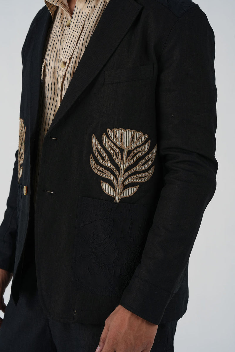 Harlem Blazer-Bouquet Applique linen jacket by CORD MEN in multi-color for men Worldwide
