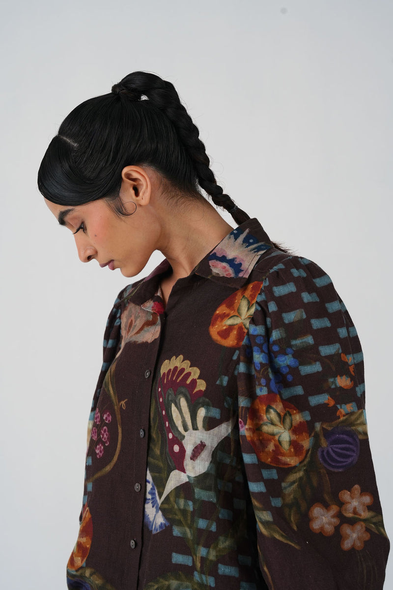 Lily Top-Floret linen top and shirts by CORD in multi-color for women Worldwide