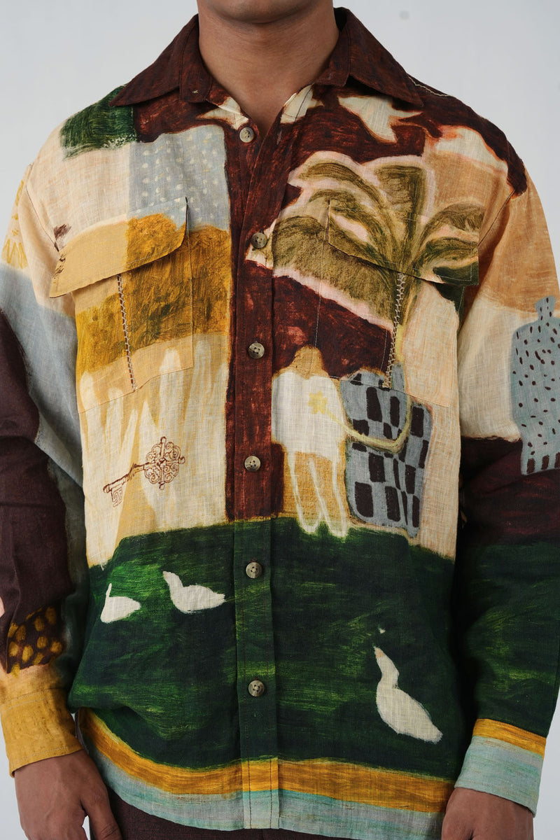 Hop Shirt -Evening Coffee linen shirt by CORD MEN in multi-color for men Worldwide