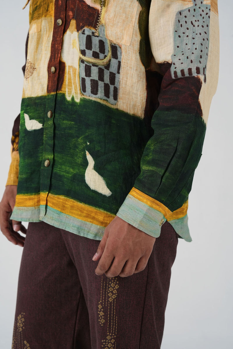 Hop Shirt -Evening Coffee linen shirt by CORD MEN in multi-color for men Worldwide