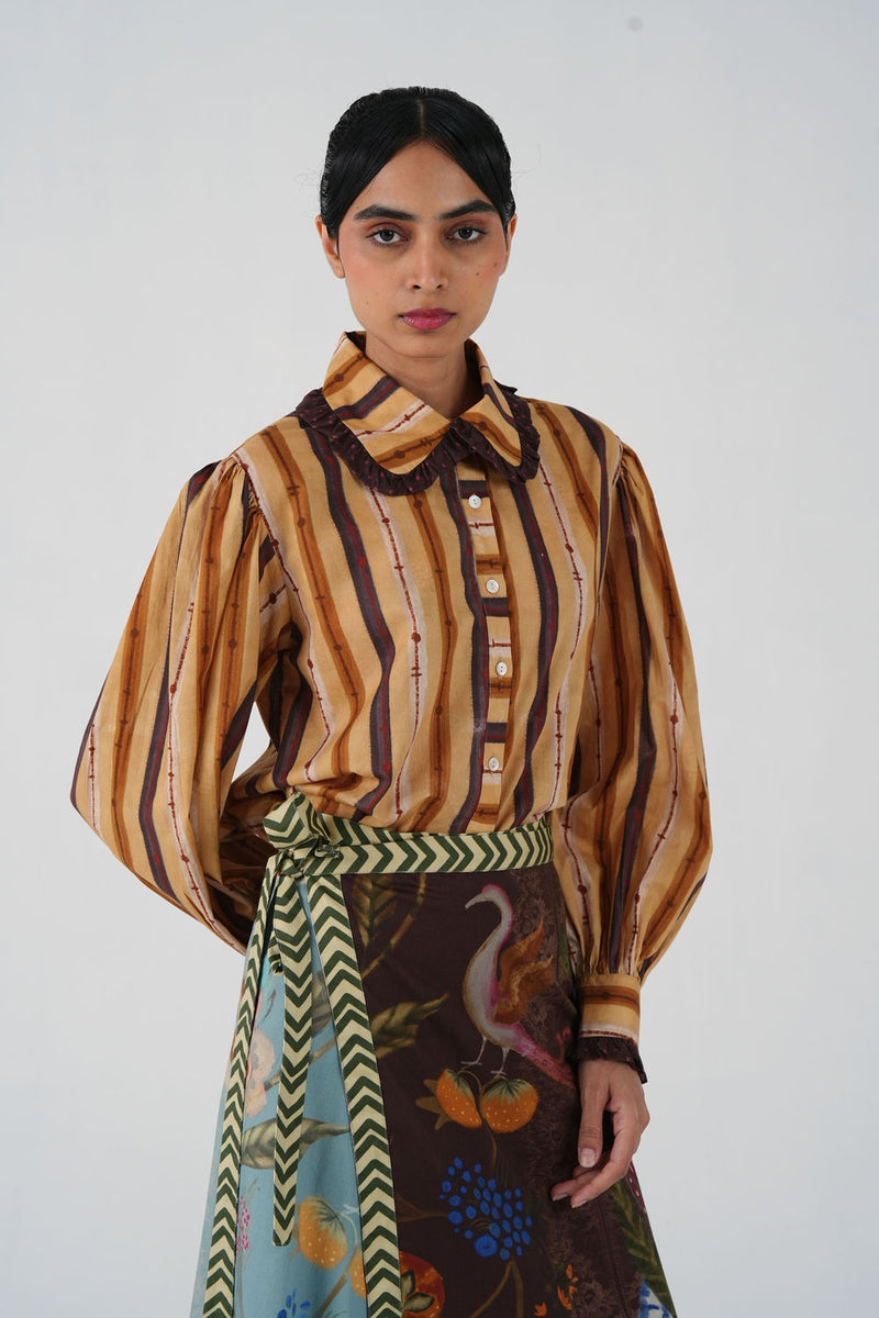 80'S Shirt-70'S Striper cotton top/shirt by CORD in multi-color for women Worldwide