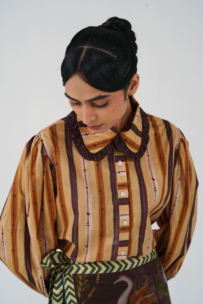 80'S Shirt-70'S Striper cotton top/shirt by CORD in multi-color for women Worldwide