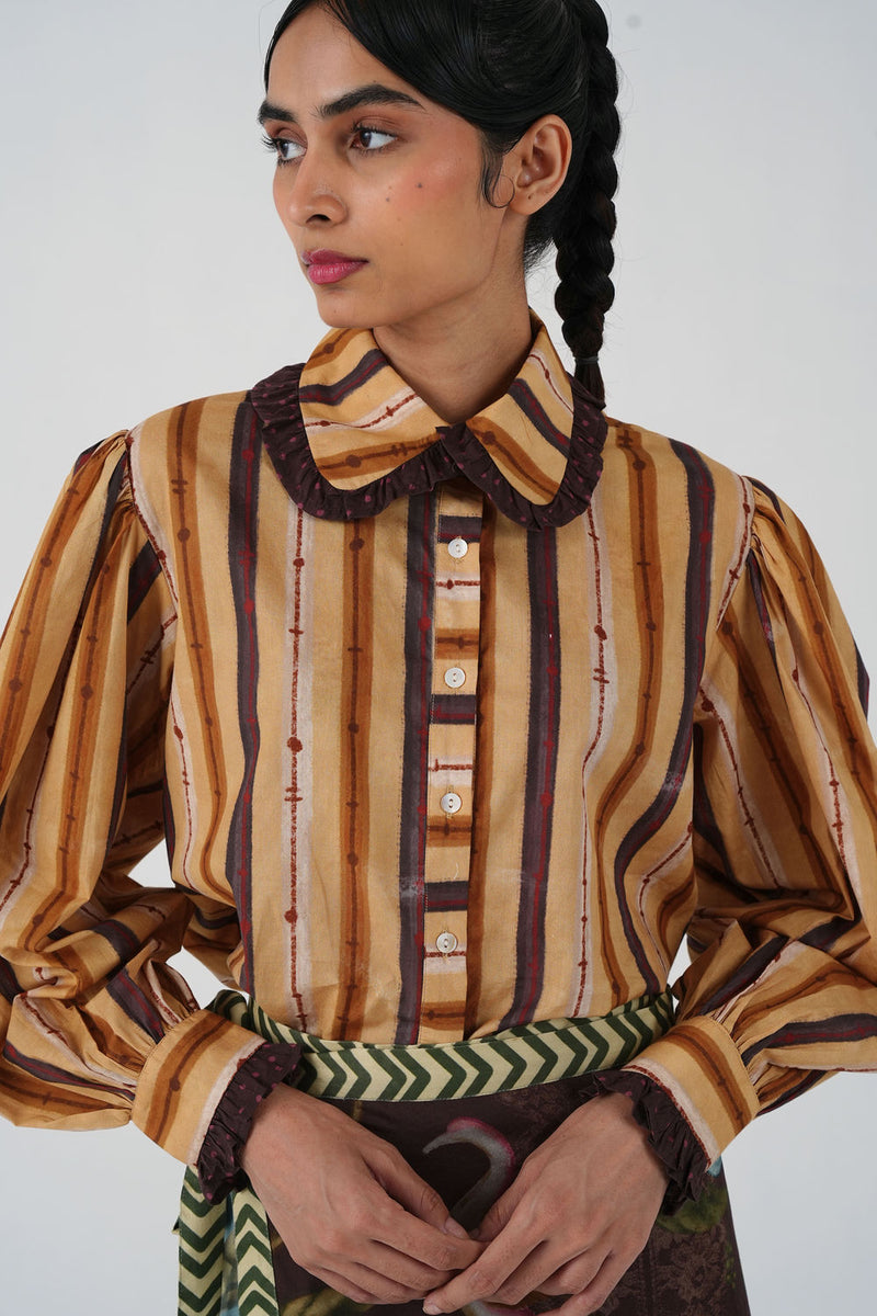 80'S Shirt-70'S Striper cotton top/shirt by CORD in multi-color for women Worldwide