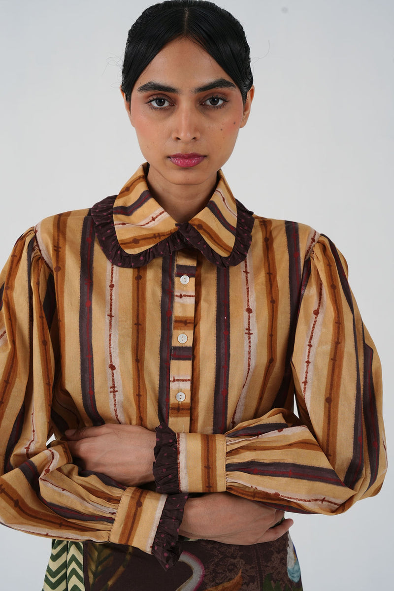 80'S Shirt-70'S Striper cotton top/shirt by CORD in multi-color for women Worldwide