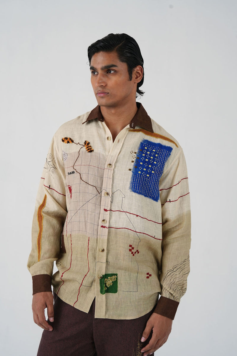 Hop Shirt-Mood Board linen shirt by CORD MEN in multi-color for men Worldwide