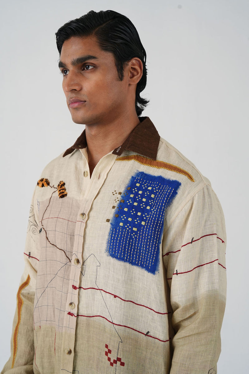 Hop Shirt-Mood Board linen shirt by CORD MEN in multi-color for men Worldwide