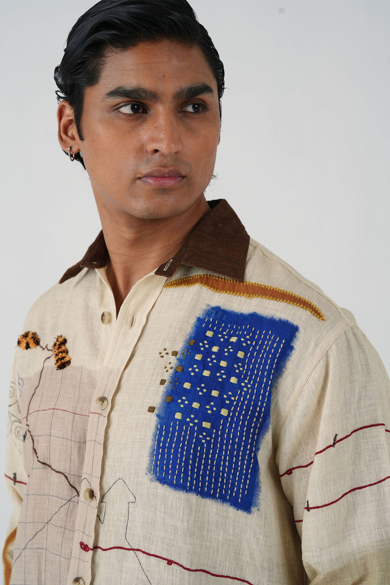 Hop Shirt-Mood Board linen shirt by CORD MEN in multi-color for men Worldwide