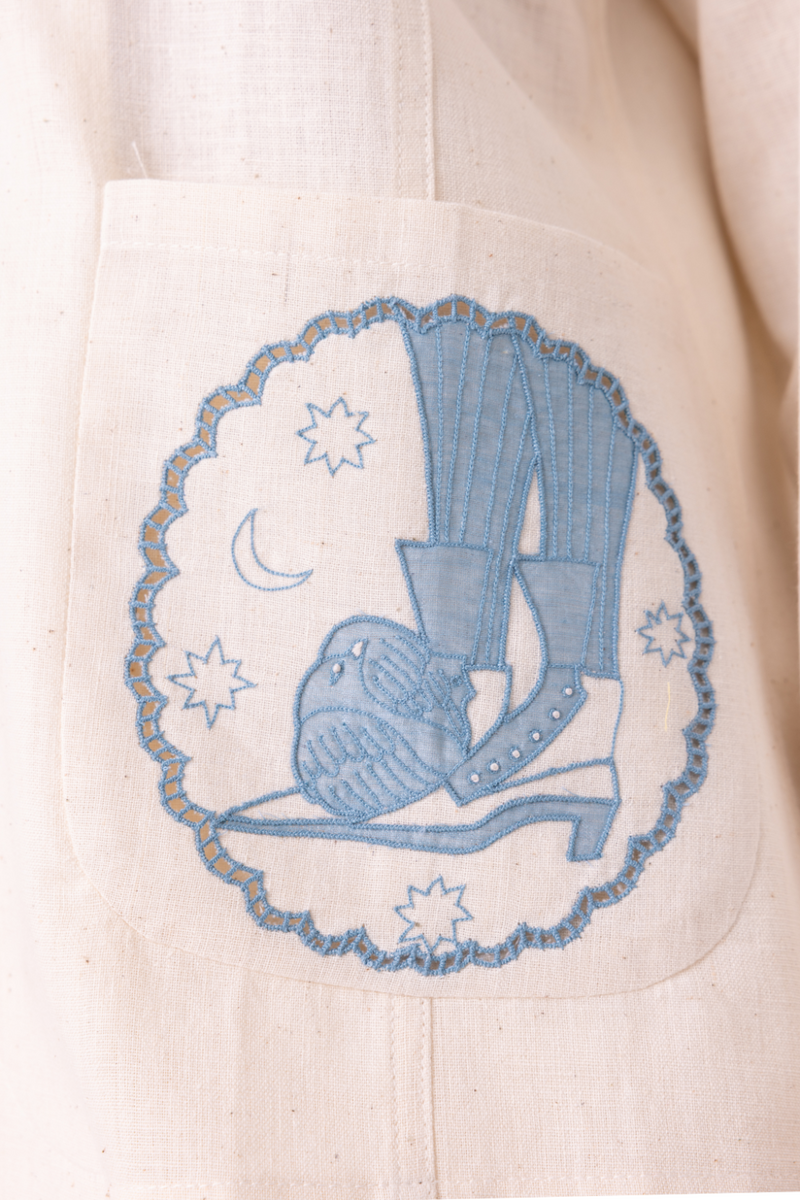 Alma Off White Handwoven Shacket cotton by The Summer House for women Worldwide