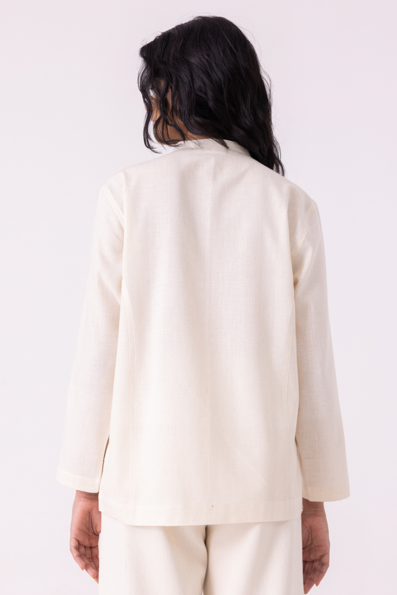 Alma Off White Handwoven Shacket cotton by The Summer House for women Worldwide
