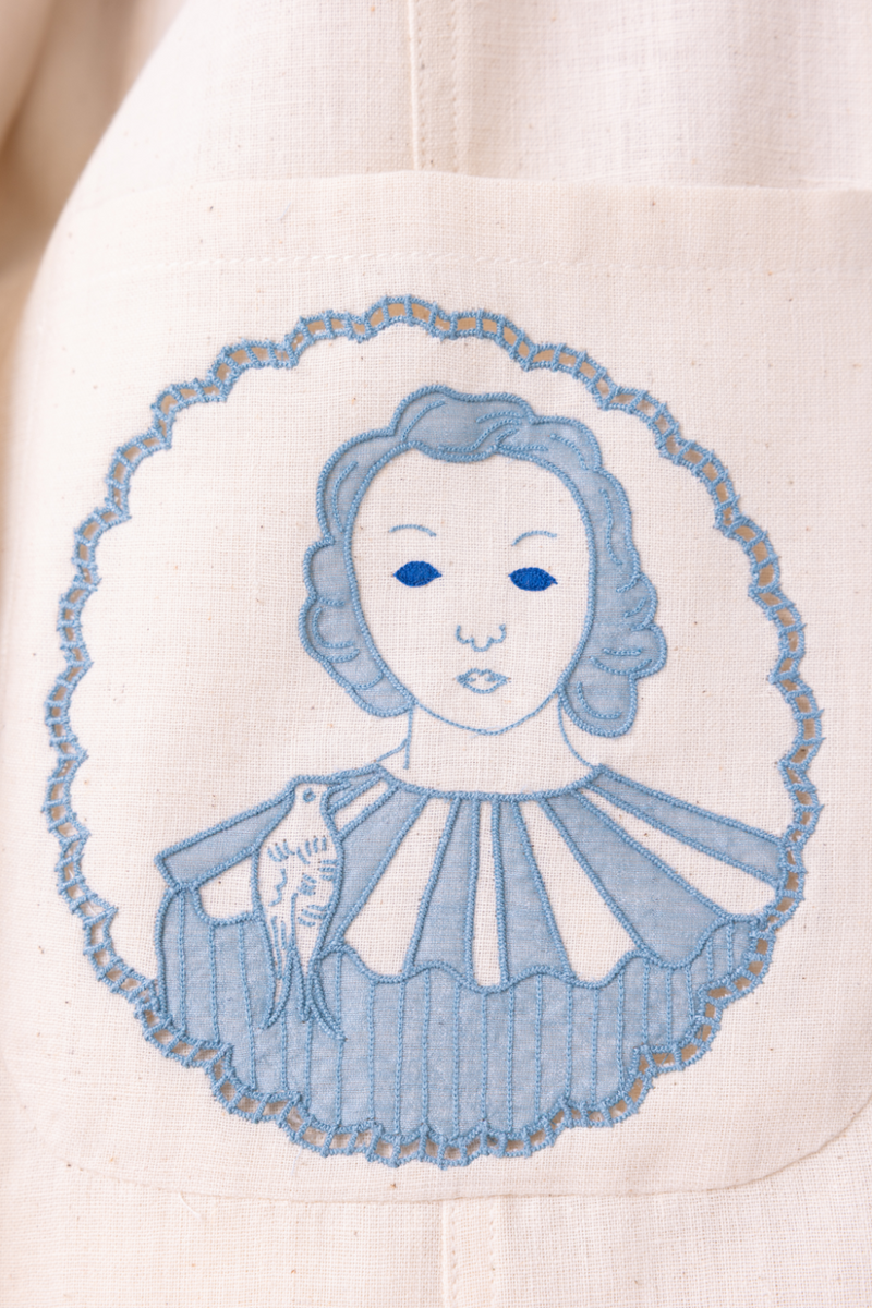 Alma Off White Handwoven Shacket cotton by The Summer House for women Worldwide