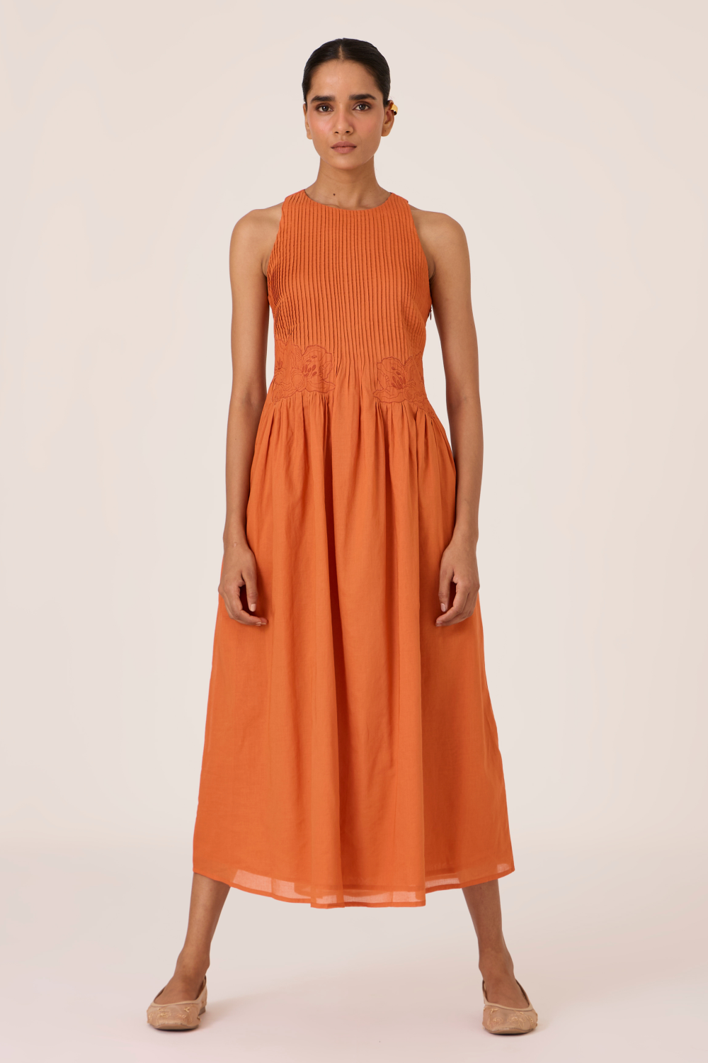 Amani Apricot Embroidered Dress