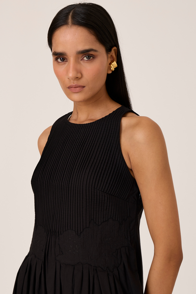 Amani Black Embroidered Dress