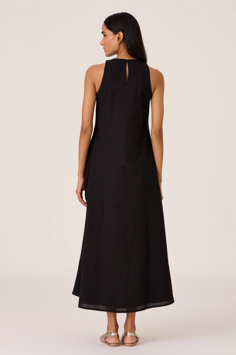 Amani Black Embroidered Dress cotton by The Summer House in black color for women Worldwide