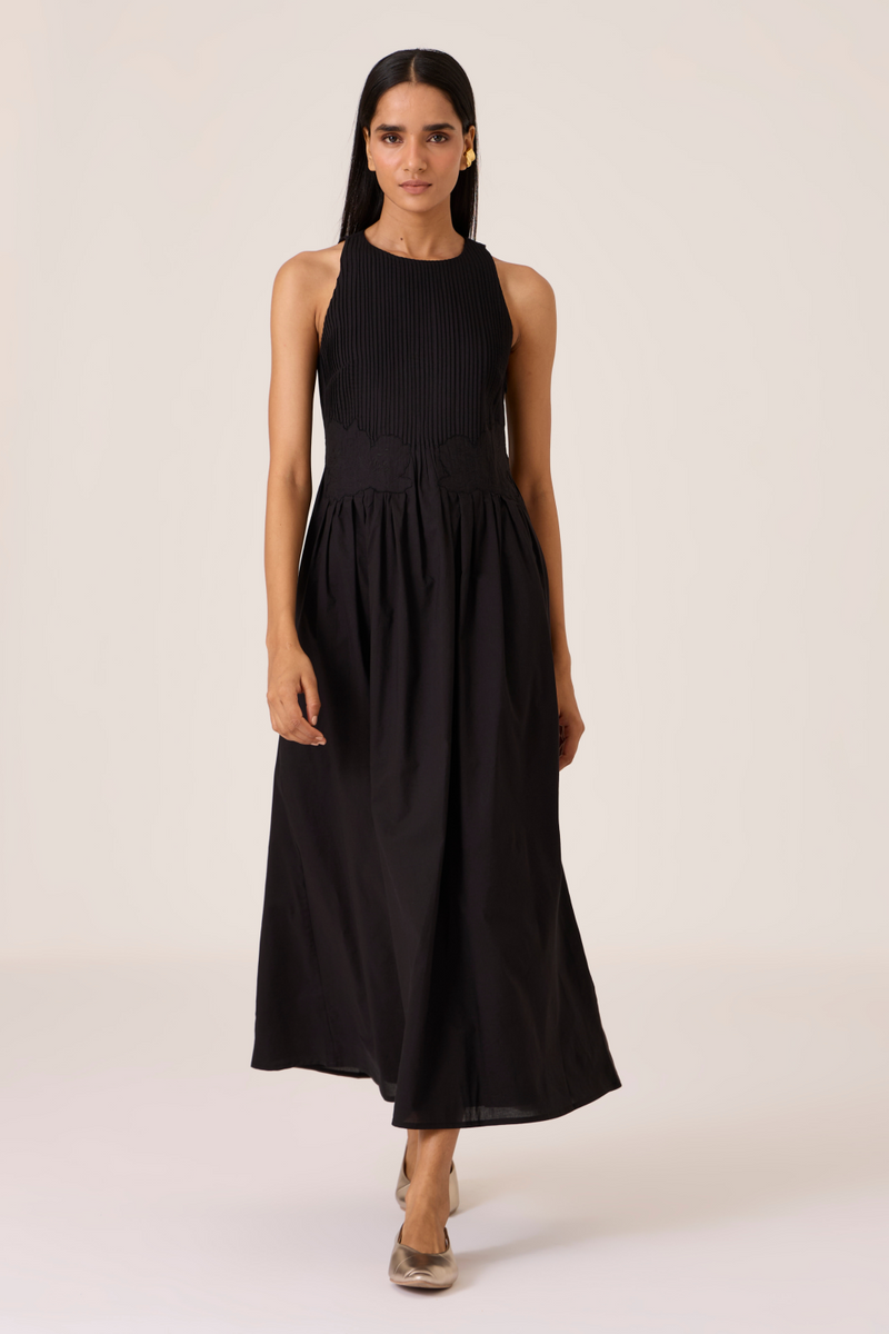 Amani Black Embroidered Dress cotton by The Summer House in black color for women Worldwide