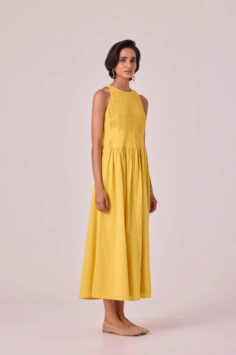 Amani Yellow Embroidered Dress organic cotton cambric dress by The Summer House in yellow for women Worldwide