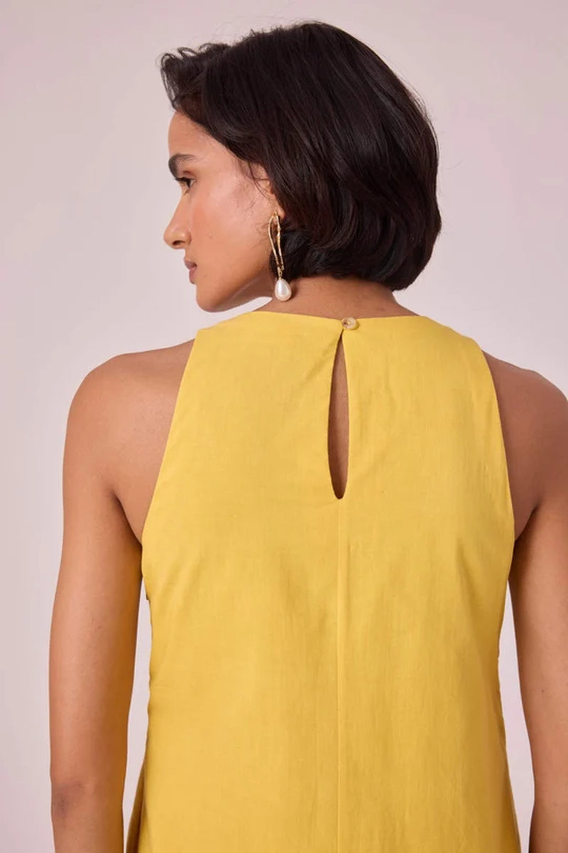 Amani Yellow Embroidered Dress organic cotton cambric dress by The Summer House in yellow for women Worldwide