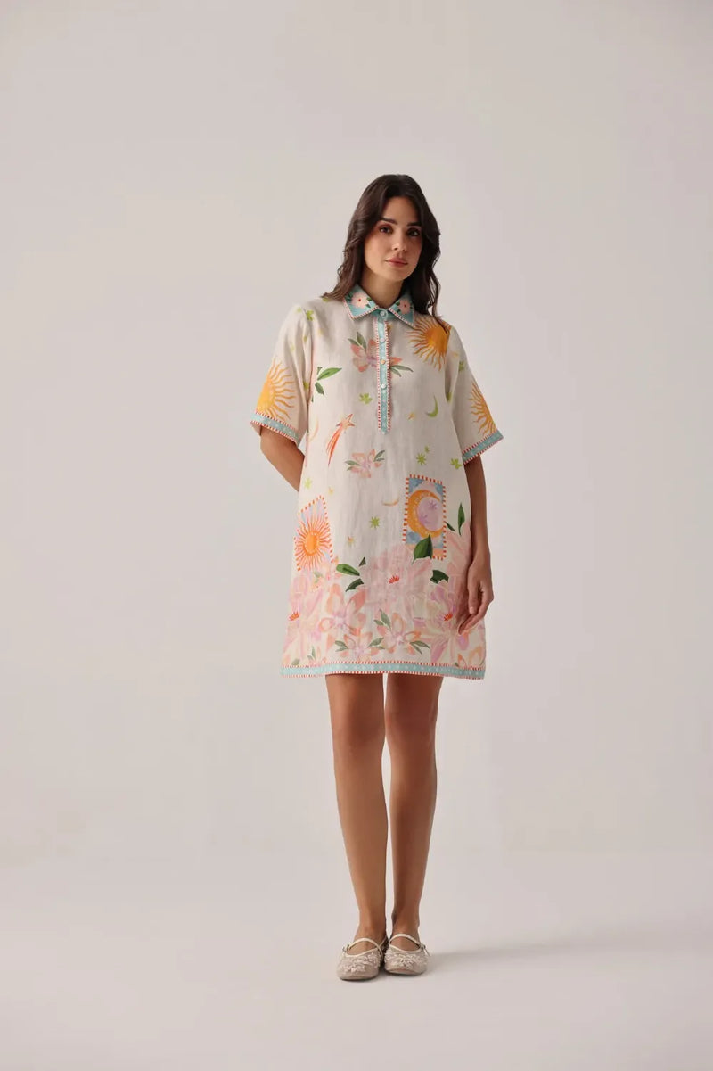 Amara Mini - Azure all linen by NOIB for women Worldwide