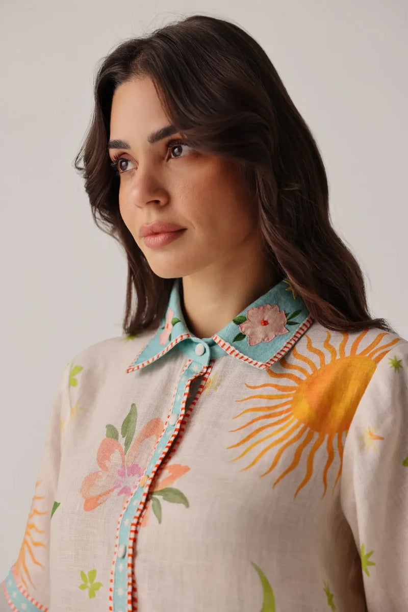 Amara Mini - Azure all linen by NOIB for women Worldwide
