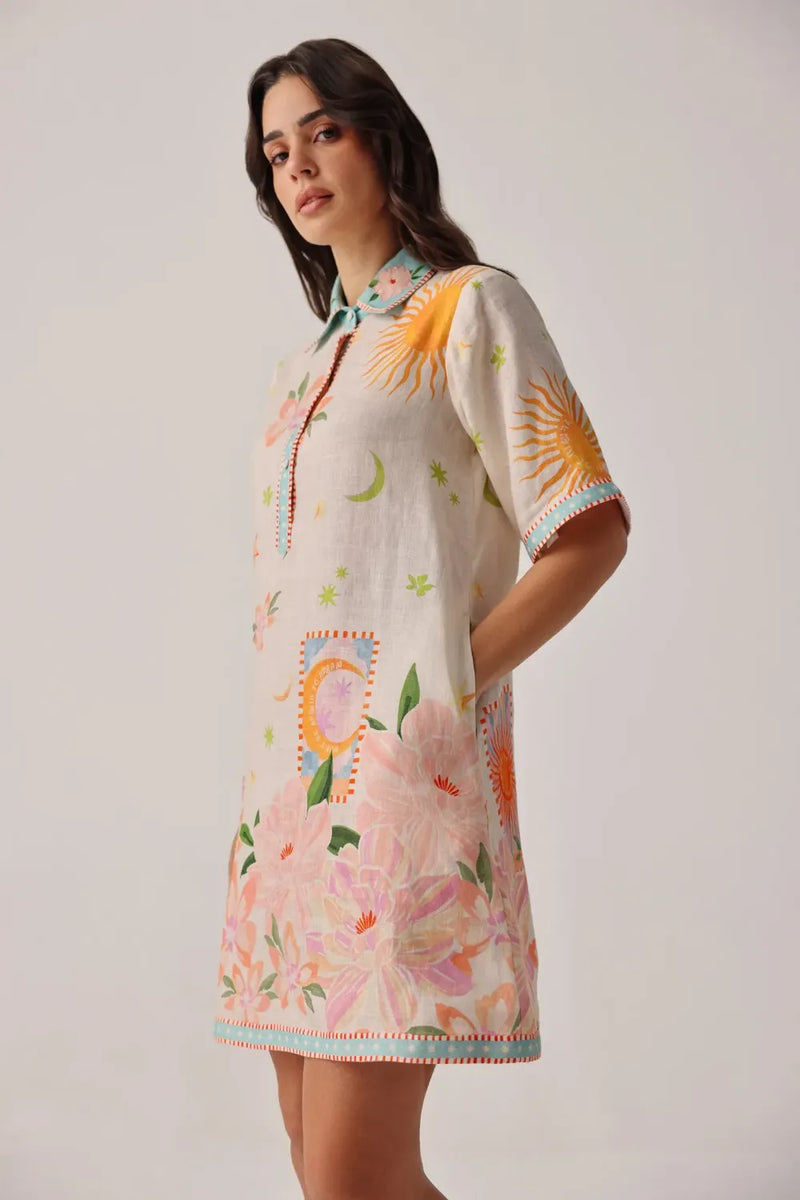 Amara Mini - Azure all linen by NOIB for women Worldwide