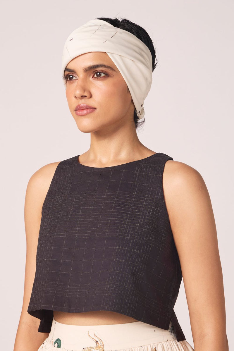 Anna Black Quilted Top cotton by The Summer House in black color for women Worldwide