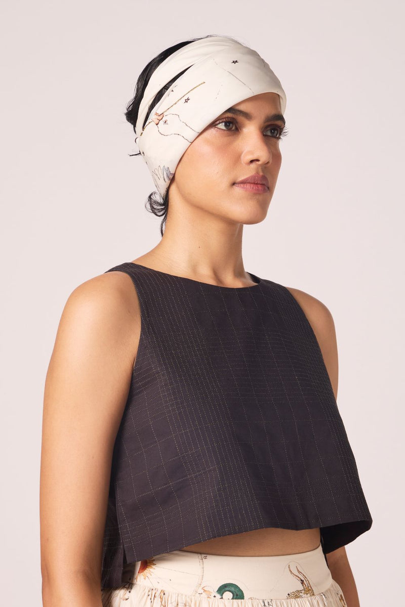 Anna Black Quilted Top cotton by The Summer House in black color for women Worldwide