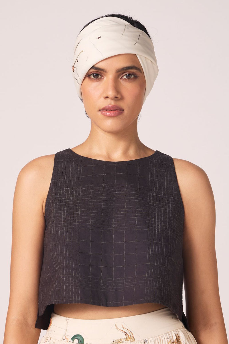 Anna Black Quilted Top cotton by The Summer House in black color for women Worldwide
