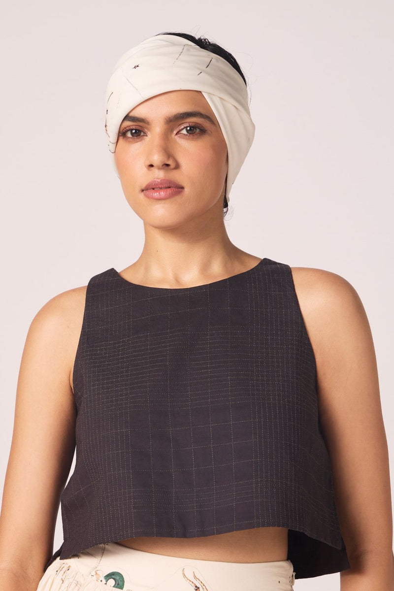 Anna Black Quilted Top cotton by The Summer House in black color for women Worldwide