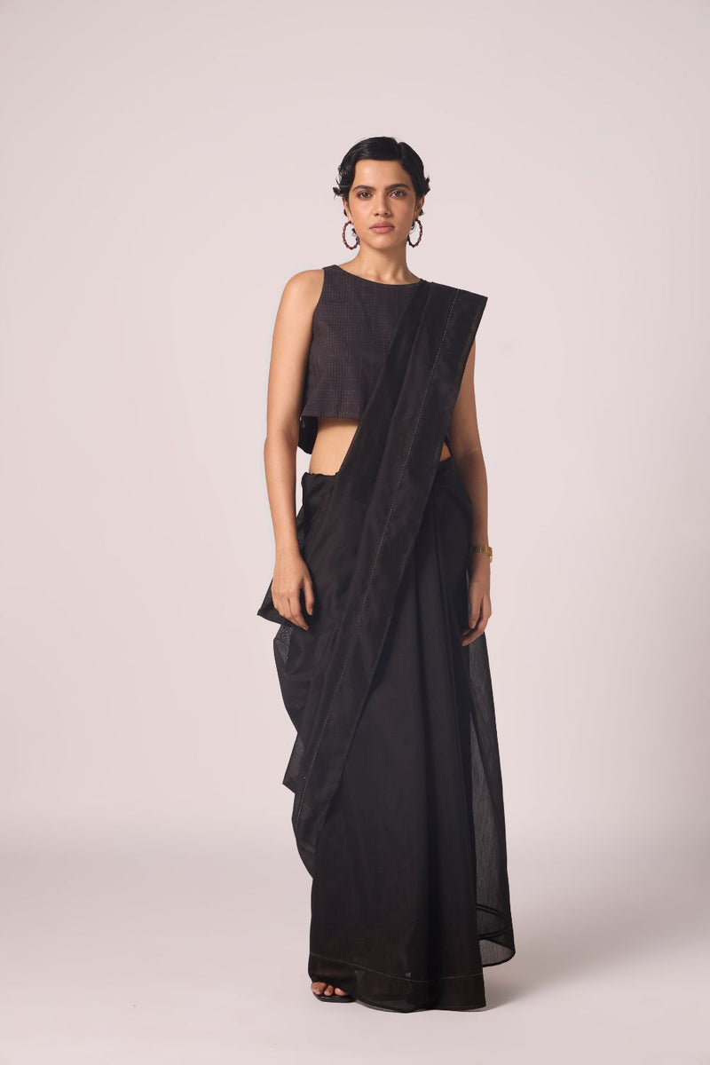 Anna Black Quilted Top cotton by The Summer House in black color for women Worldwide