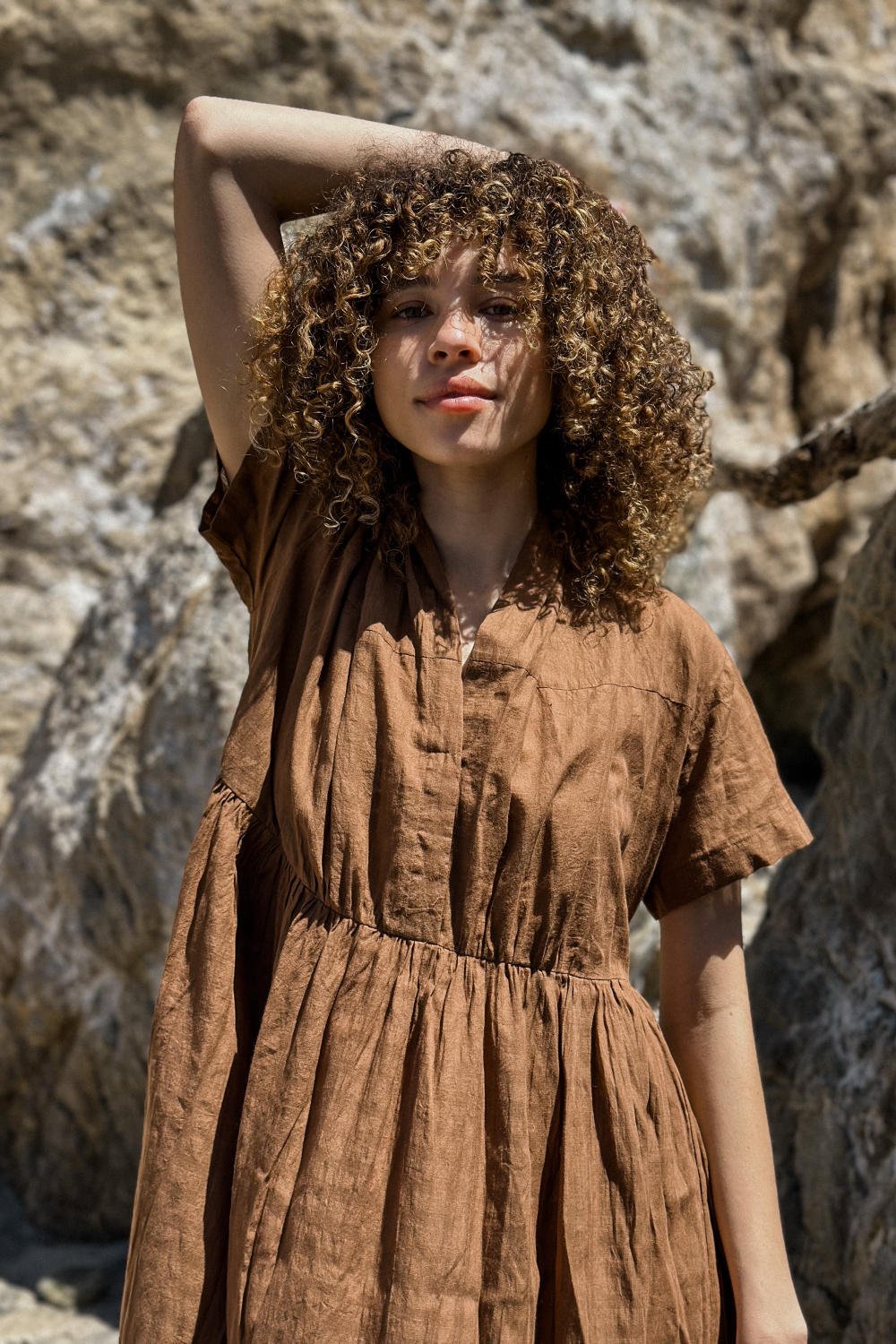 Antique brown midi dress