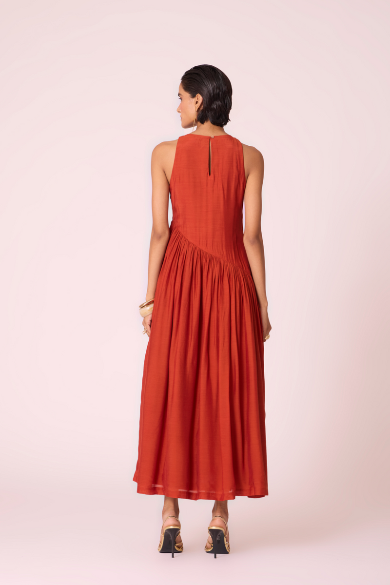 Anya Rust Midi Dress by The Summer House in rust color for women Worldwide