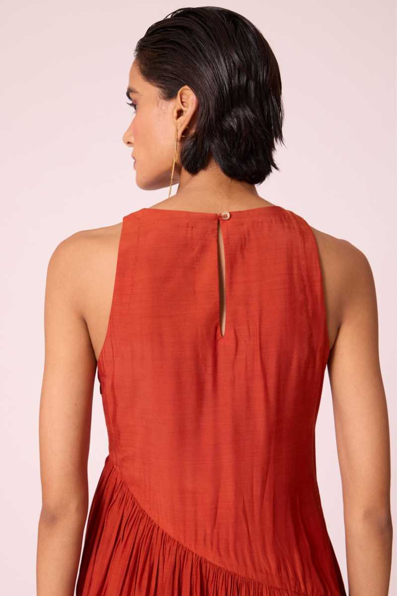 Anya Rust Midi Dress by The Summer House in rust color for women Worldwide