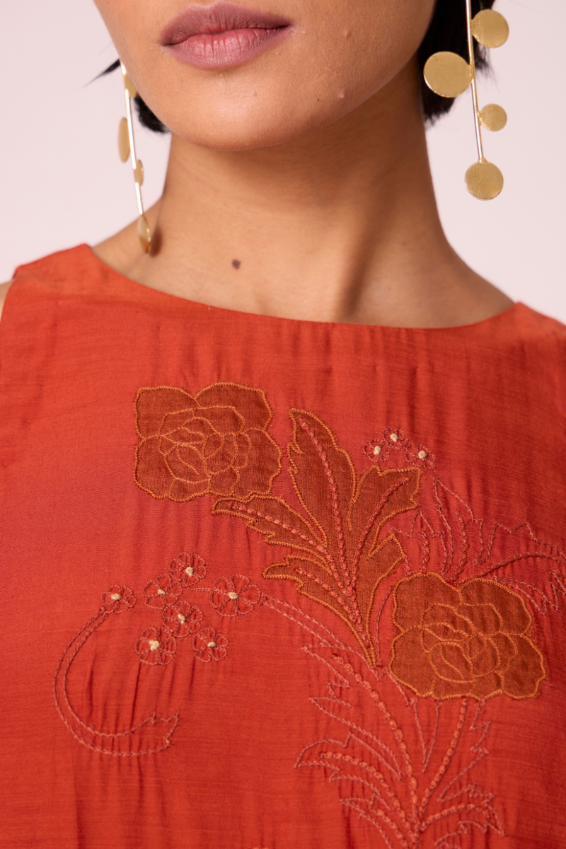 Anya Rust Midi Dress by The Summer House in rust color for women Worldwide