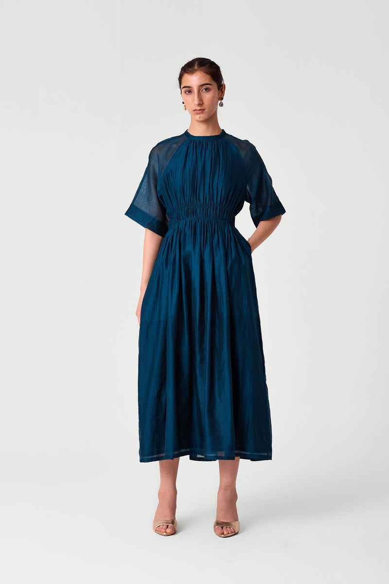 Arha Teal Handwoven Dress