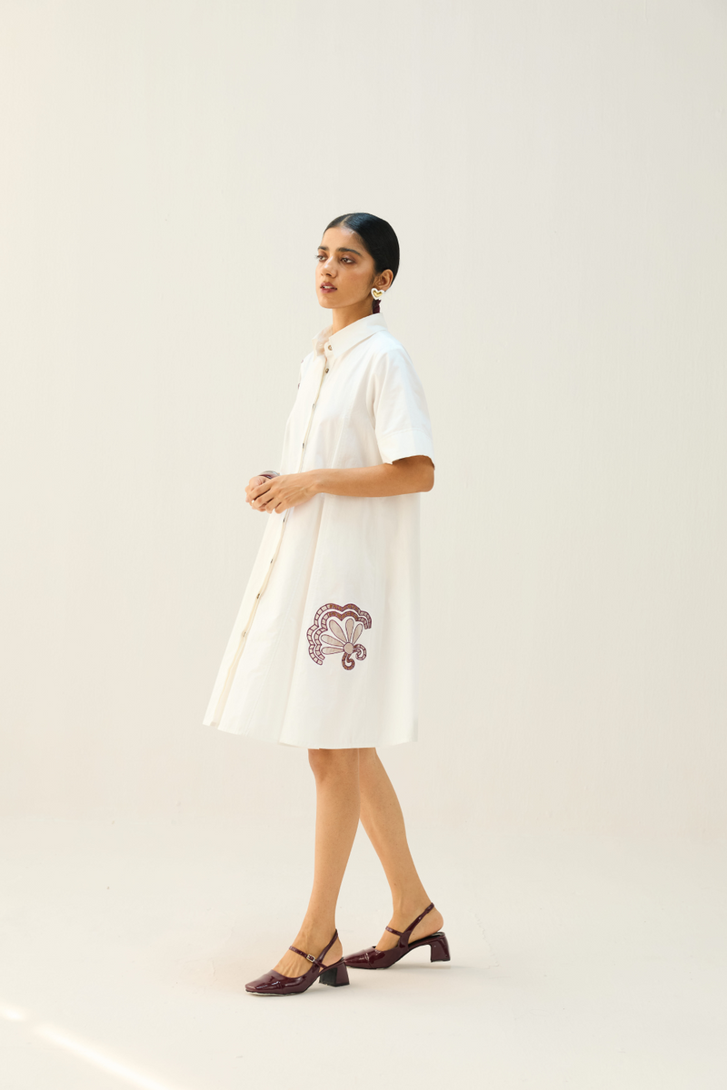 Arise Organic Cotton Shirt Dress cotton by Sui in white color for women Worldwide