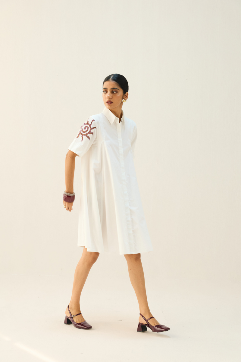 Arise Organic Cotton Shirt Dress cotton by Sui in white color for women Worldwide