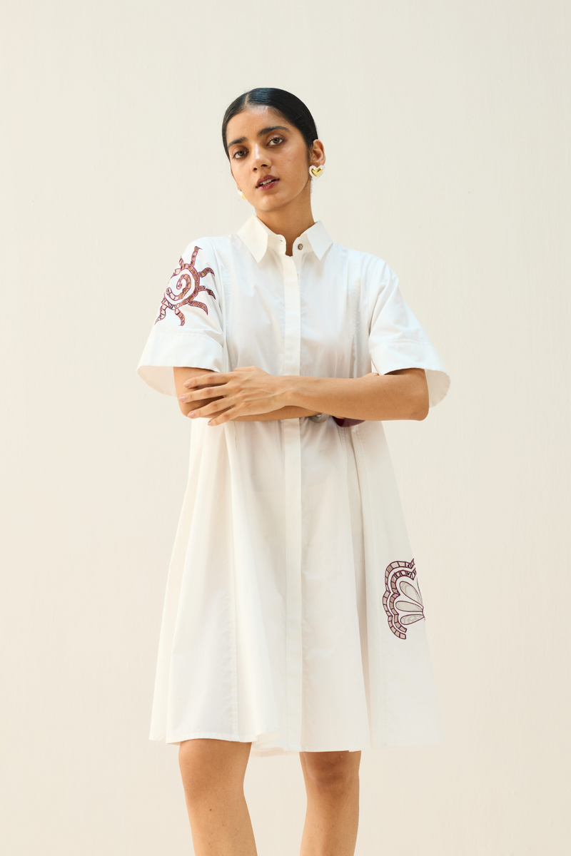 Arise Organic Cotton Shirt Dress cotton by Sui in white color for women Worldwide