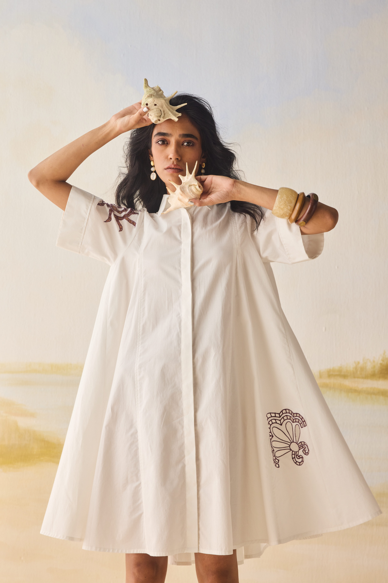 Arise Organic Cotton Shirt Dress cotton by Sui in white color for women Worldwide