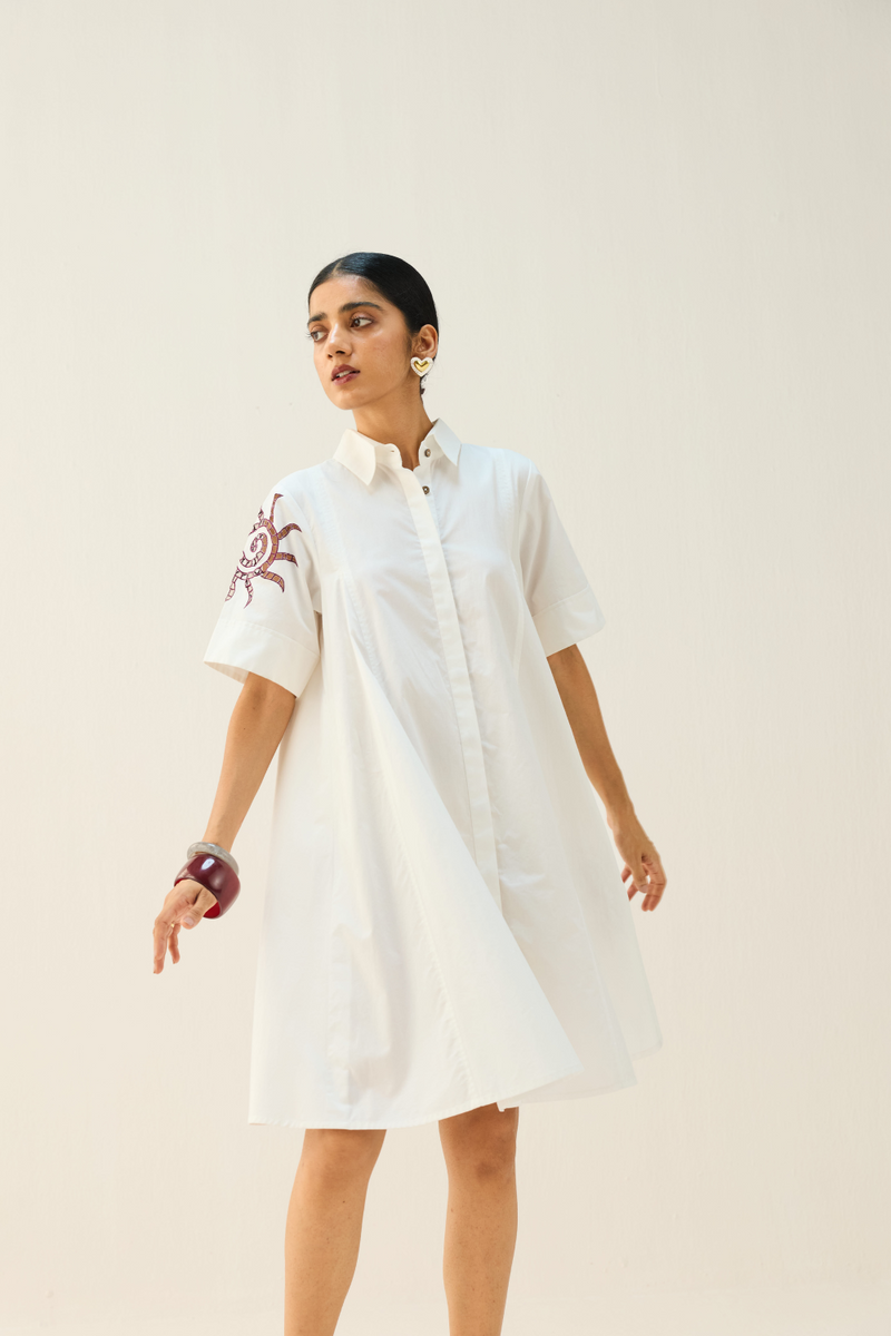 Arise Organic Cotton Shirt Dress cotton by Sui in white color for women Worldwide
